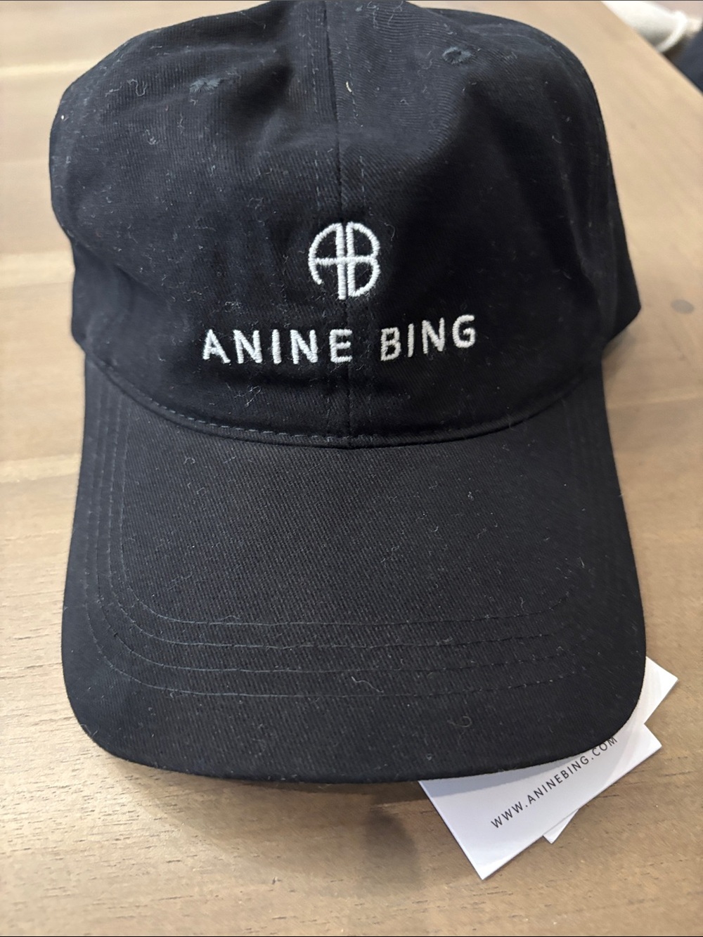Anine Bing Black Cap with White Logo